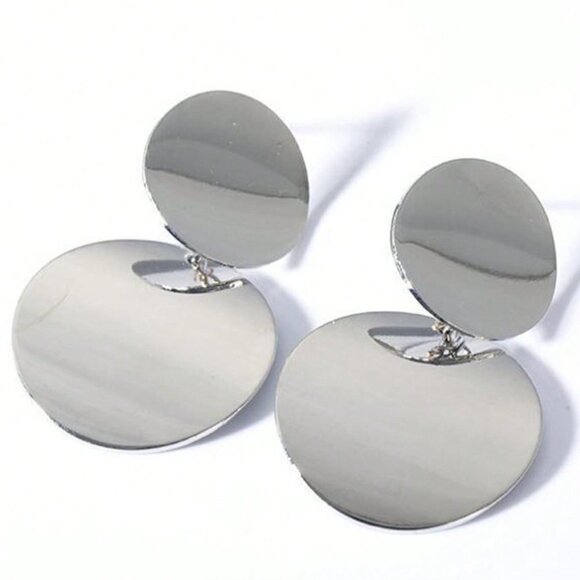 Dangle Earrings, Stainless Steel Round Minimalist Trendy Drop Earrings - Picture 5 of 10
